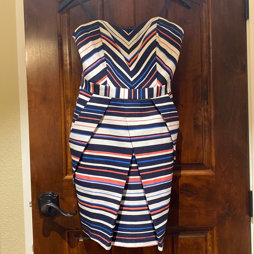 Multi Stripped Strapless Dress